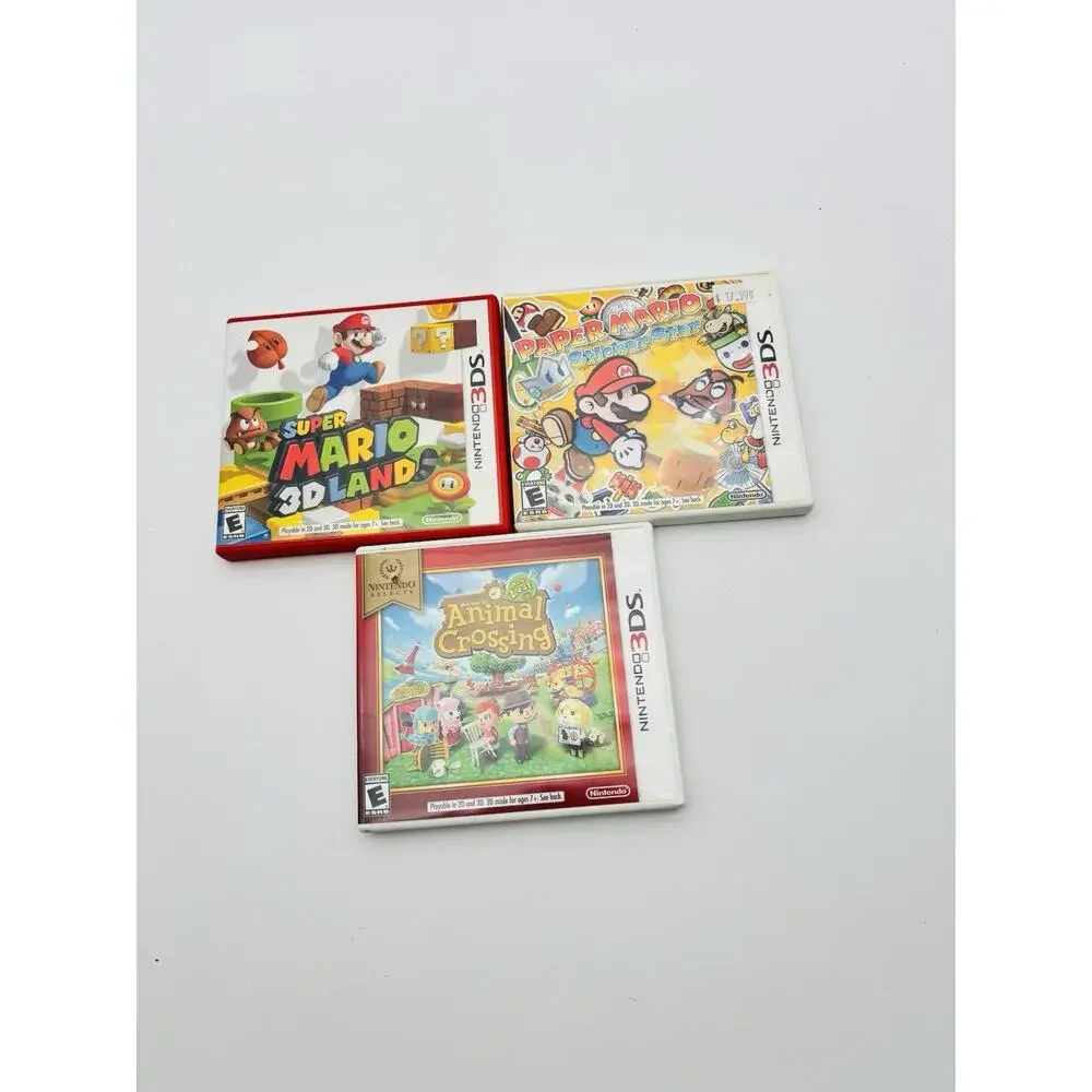 Lot Of 3 Nintendo 3DS Cases Mario 3D Land Paper Mario Animal Crossing NO GAMES